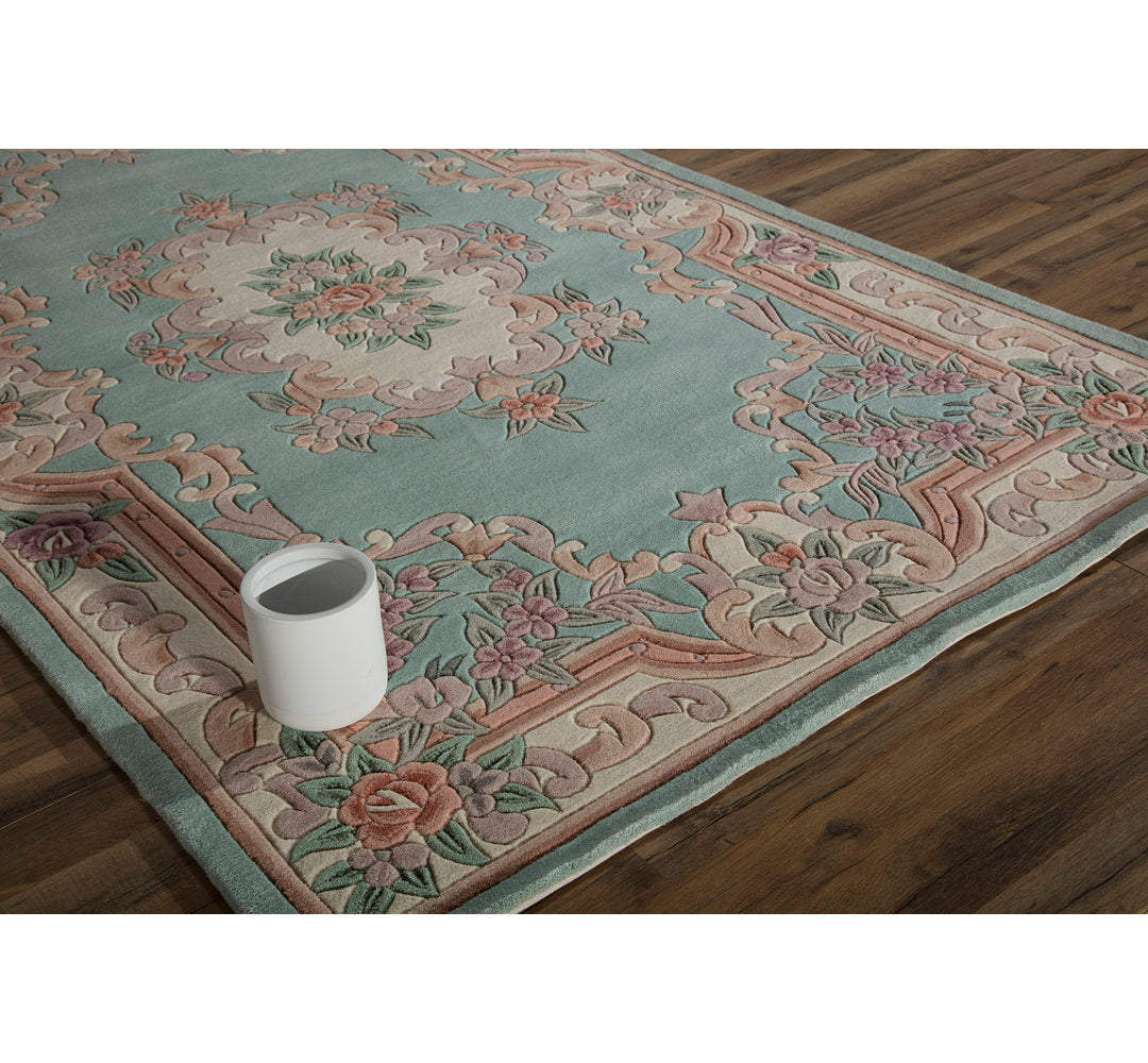 New Aubusson Traditional Light Green Area Rug The Conestoga Trading Co. Rug Size: Rectangle 4' x 6'