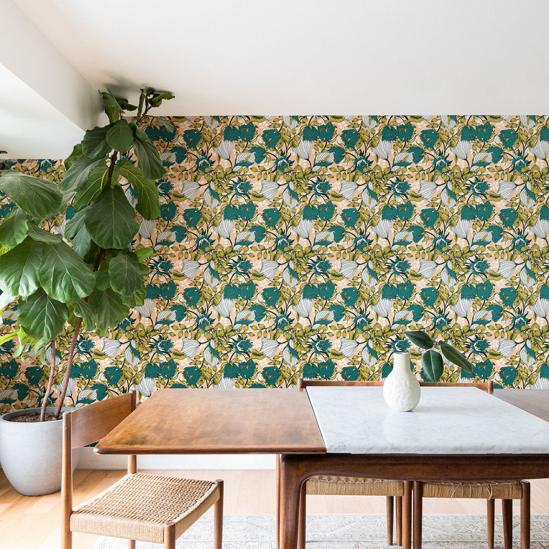 Marta Barragan Camarasa Tropical Autumnal Bloom 10' L x 24" W Matte Peel and Stick Wallpaper Panel East Urban Home Size: 8' L x 24" W