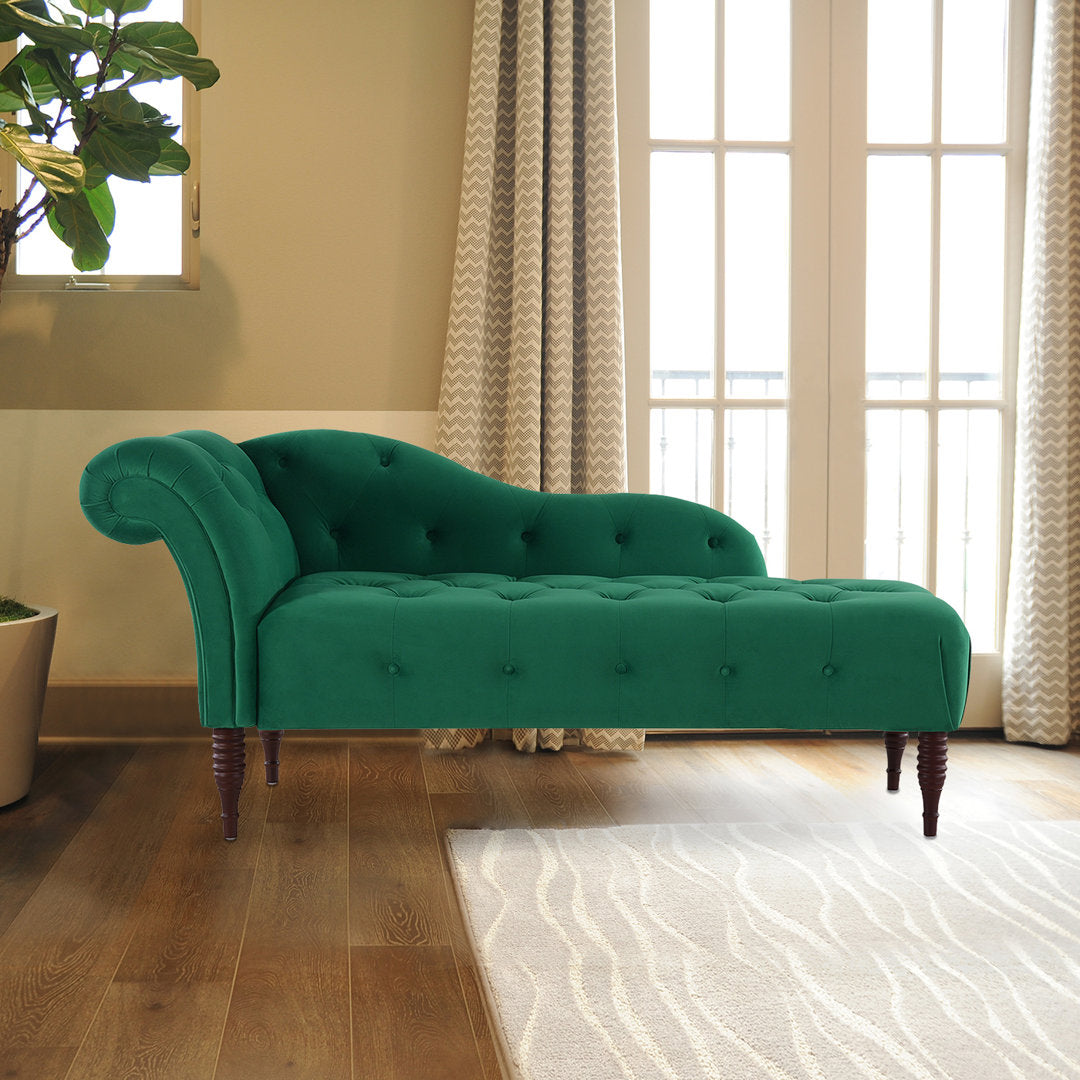 Kannon Tufted Right-Arm Chaise Lounge Willa Arlo™ Interiors Fabric: Velvet Ultramarine Green