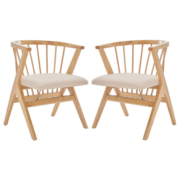 Artemis Slat Back Side Chair in Black (Set of 2) Mistana™ Upholstery Color: Natural, Color: Beige
