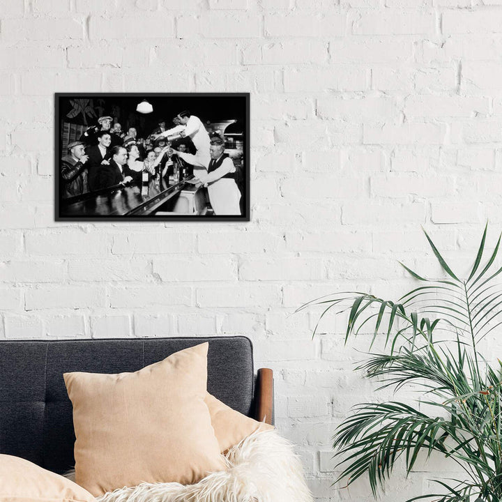 End of the Prohibition Party - Photograph Print East Urban Home Size: 18" H x 26" W x 1.5" D Format: Distressed Black Framed Canvas
