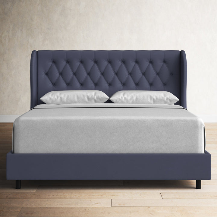 Knaresborough Tufted Upholstered Low Profile Standard Bed Greyleigh™ Size: Queen Body Fabric: Navy Twill