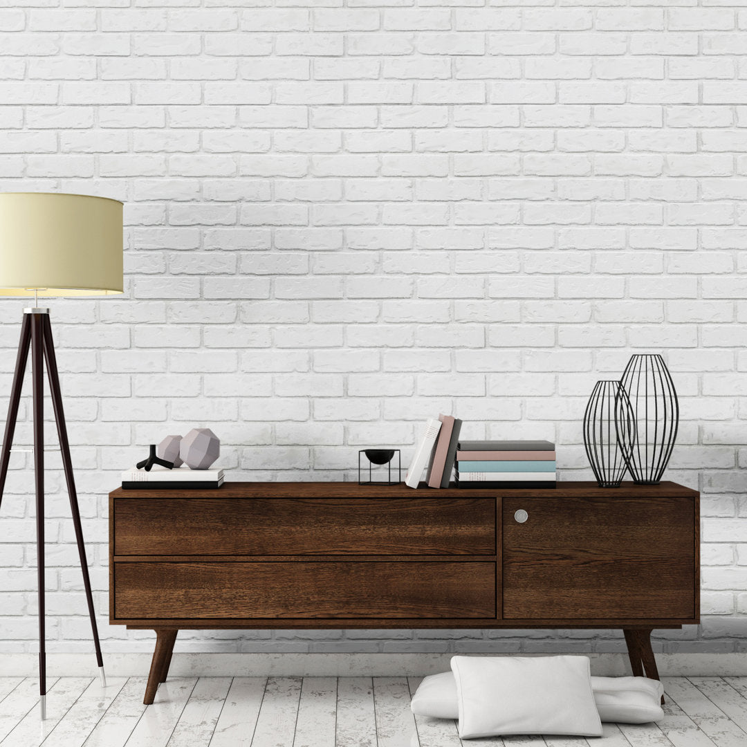 Brick 5.75" x 45" Peel and Stick Wall Paneling Ninth & Vine Color: White