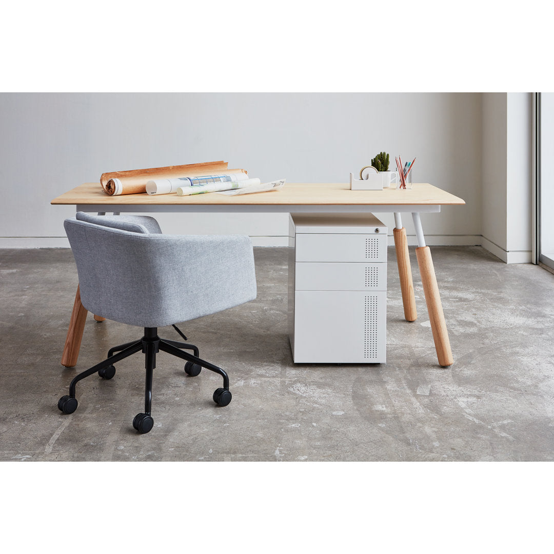 Radius Chair Gus* Modern Upholstery: Bayview Silver Performance Twill