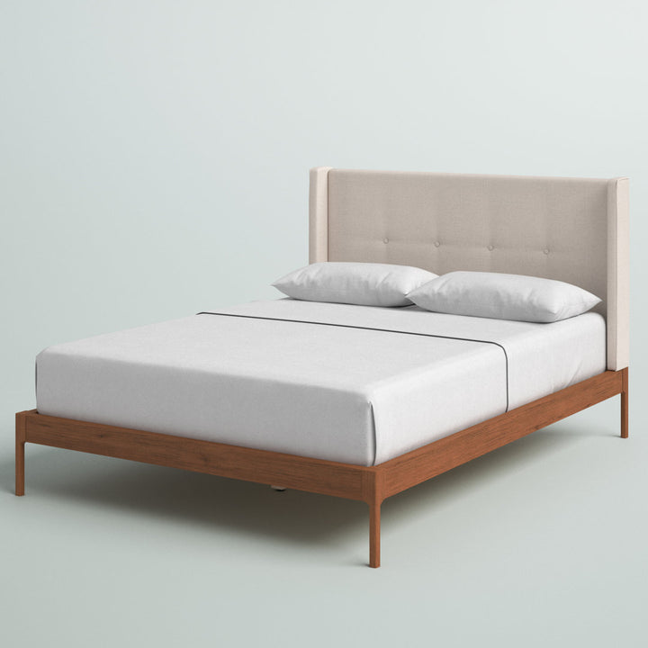 Ellerman Tufted Platform Bed Mercury Row® Color: Light Beige Size: Queen