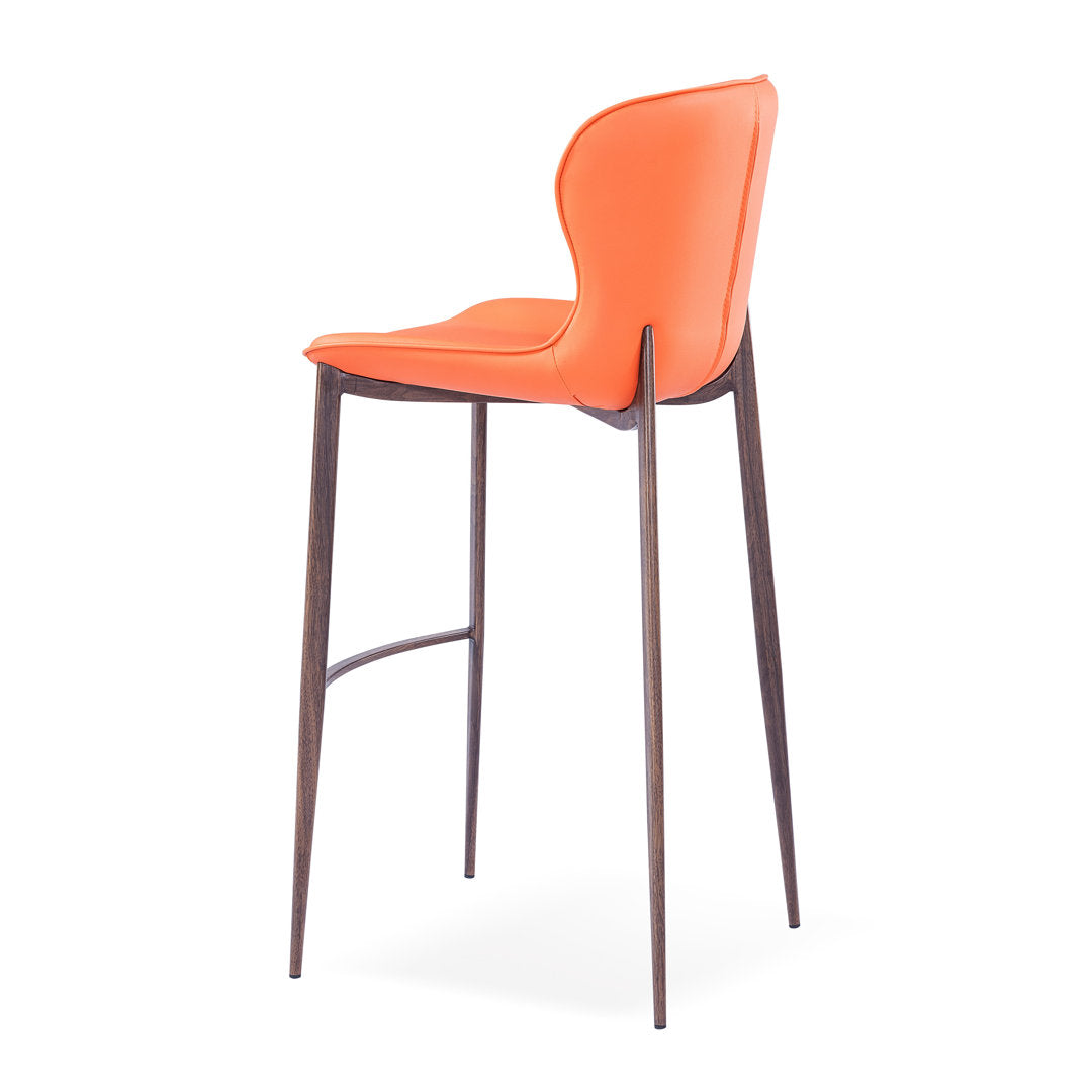 Albert Upholstered Bar & Counter Stool Upper Square™ Base Color: Wood Veneer, Upholstery Color: Orange Seat Height: Counter Stool (24” Seat Height)