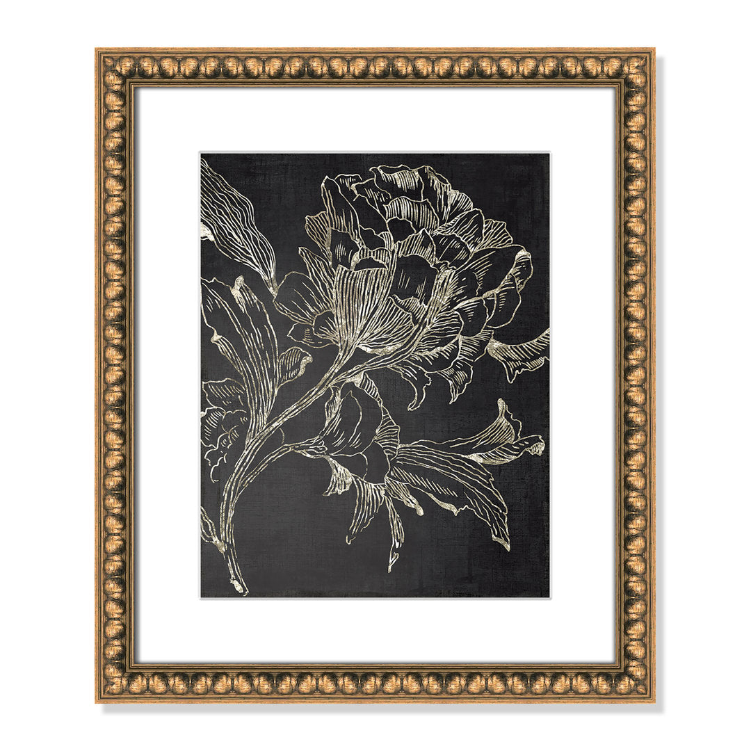 Golden Flower Folklore I by Asia Jensen - Picture Frame Graphic Art Print Joss & Main Size: 20" H x 17" W Format: Gold Bead Framed