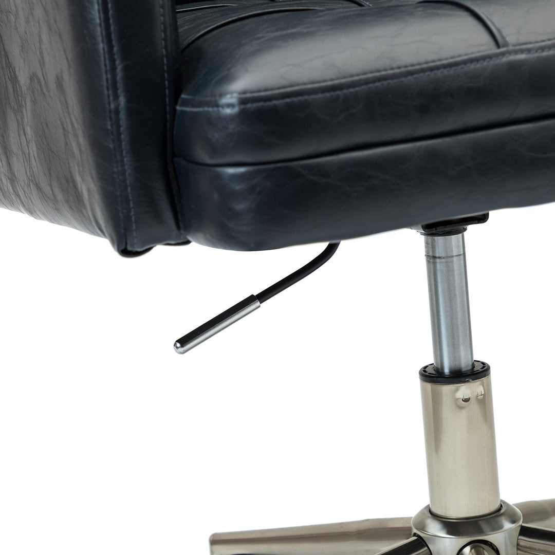 Auric Mid-Century Modern Vegan Leather Height-Adjustable Swivel Office Chair Wade Logan® Upholstery Color: Navy