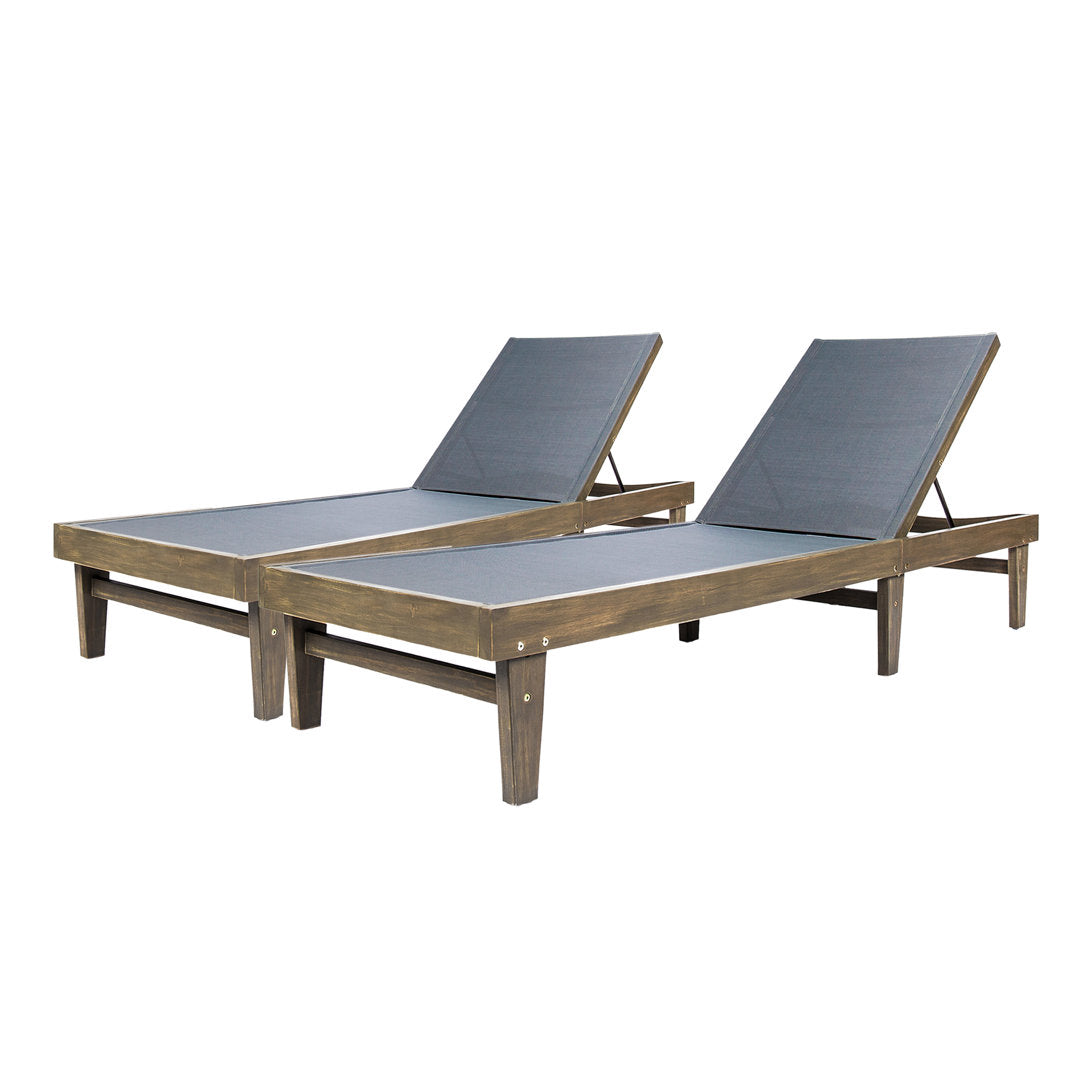 Scheiner 24'' Outdoor Acacia Chaise Lounge (Set of 2) Birch Lane™ Color: Gray