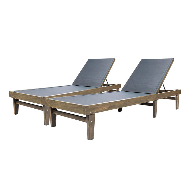 Scheiner 24'' Outdoor Acacia Chaise Lounge (Set of 2) Birch Lane™ Color: Gray