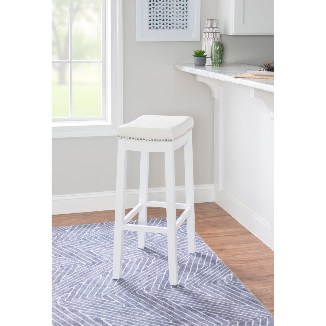 Arlyce Counter & Bar Solid Wood Backless Stool with Upholstered Seat Lark Manor™ Seat Height: Bar Stool (32.25" Seat Height)