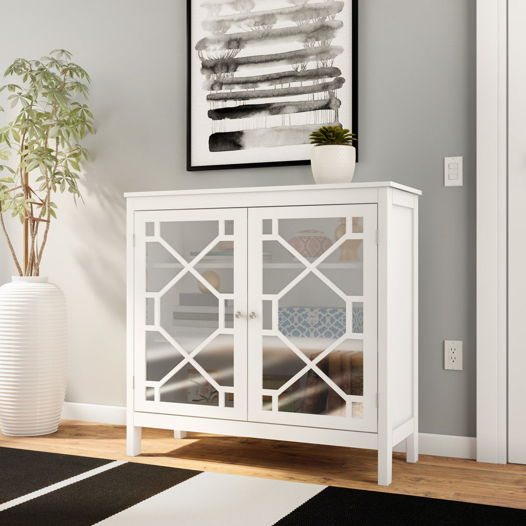 Fiama 38" Three Shelf Accent Cabinet with Two Glass Doors Red Barrel Studio® Color: White