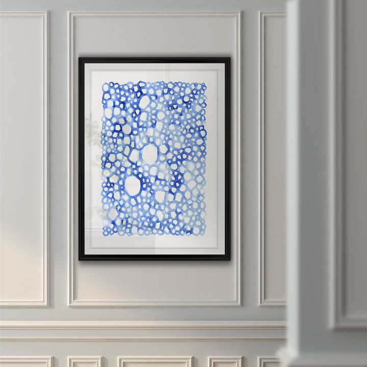 Indigo Plexus I' Print on Canvas Highland Dunes Size: 26.5" H x 36.5" W x 1.5" D Format: Black Framed