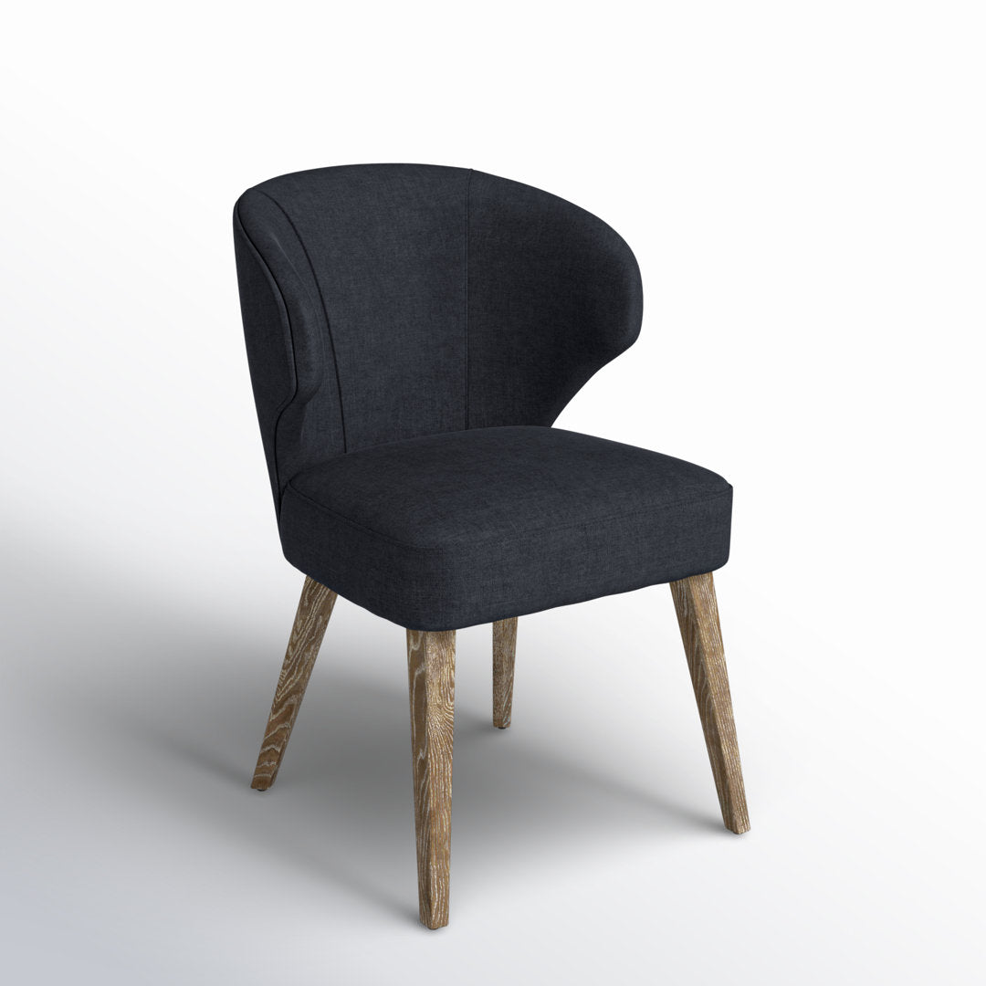 Golino Fabric Upholstered Wingback Side Chair Joss & Main Leg Color: Brown, Upholstery Color: Black