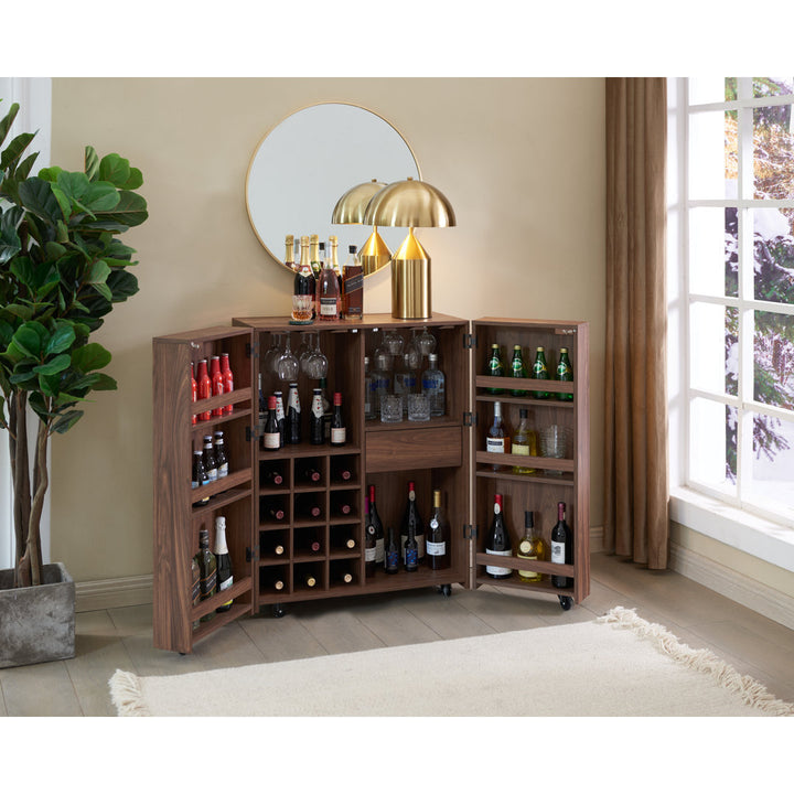 Yessine 31.5'' Bar Cabinet Ebern Designs Color: Walnut