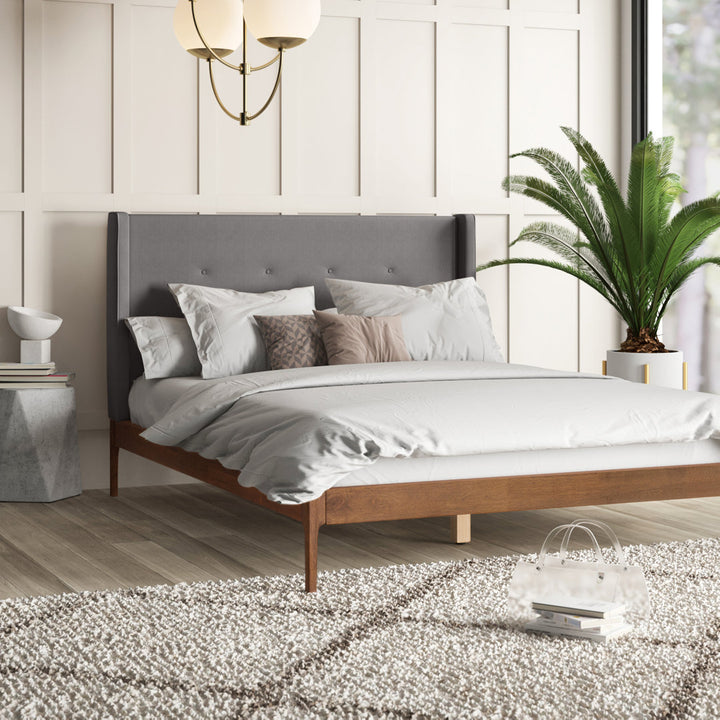 Ellerman Tufted Platform Bed Mercury Row® Color: Gray Size: Queen