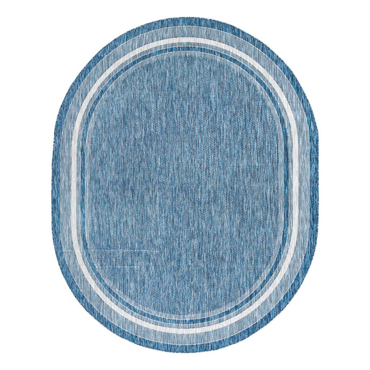 Swanee Blue Indoor / Outdoor Area Rug Arlmont & Co. Rug Size: Oval 7'10" x 10'