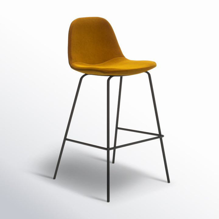 Kody Upholstered Bar & Counter Stool (Set of 2) AllModern Color: Bella Gold Performance Velvet Seat Height: Counter Stool (23.5" Seat Height)