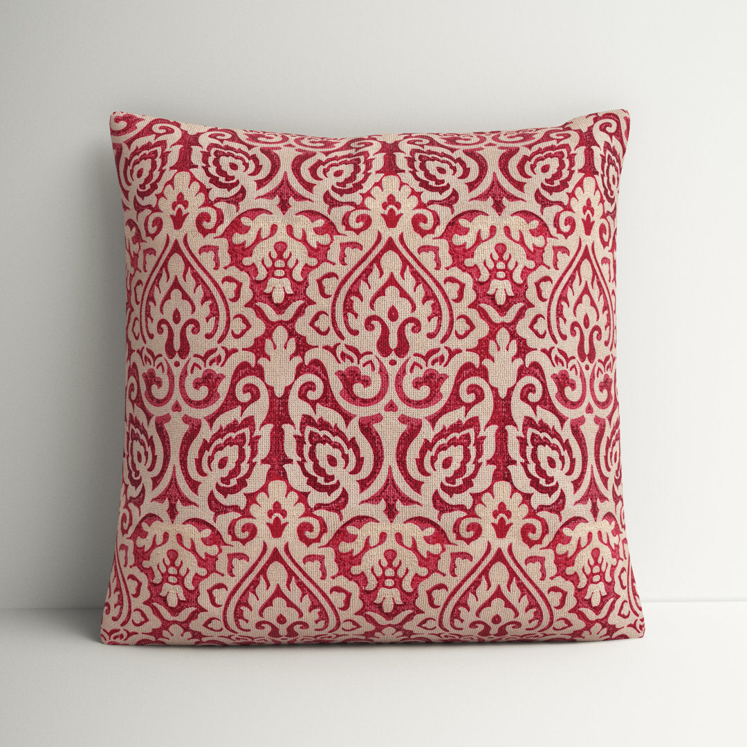 Godines Cotton Damask Throw Pillow Three Posts™ Color: Red