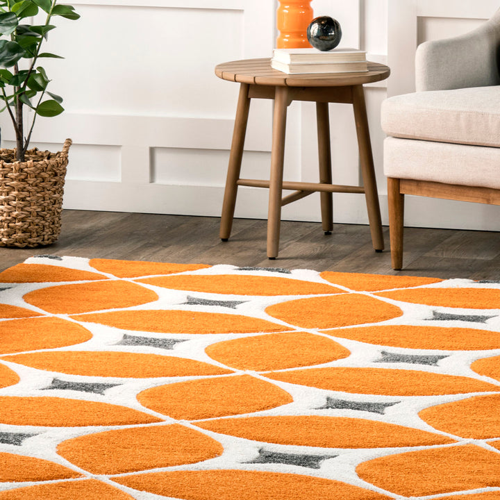 Southam Geometric Accent Rug for Living Room Bedroom Dining Room Entryway Kitchen, Deep Orange/White Wade Logan® Rug Size: Rectangle 2' x 3'