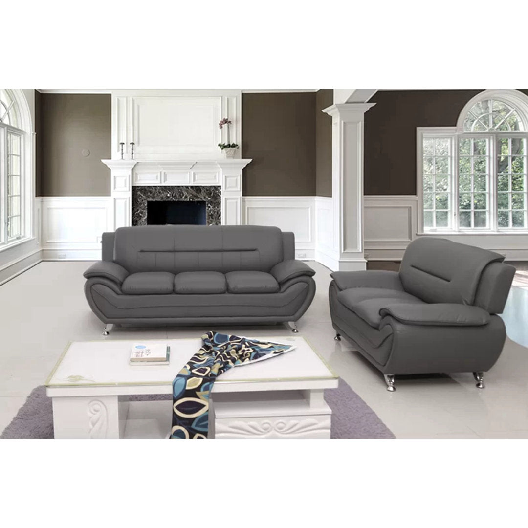 Mulvey 80" Faux Leather Pillow Top Arm Sofa Orren Ellis Upholstery Color: Gray