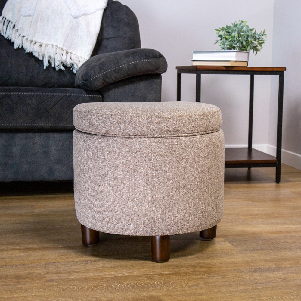 Amoret 19" Wide Round Storage Ottoman Andover Mills™ Upholstery Color: Light Brown