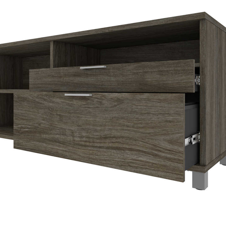 Idael 2 - 72W Credenza with 2 Drawers Ivy Bronx Finish: Walnut Gray