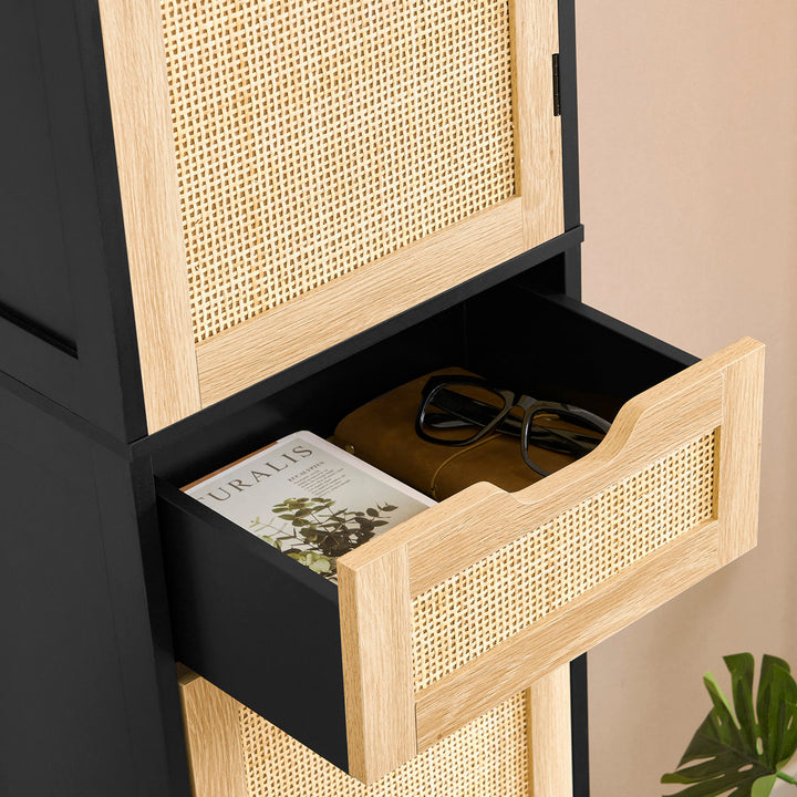67.13" Tall Storage Cabinet with 2 Doors & 1 Drawer Red Barrel Studio® Color: Black/Natural