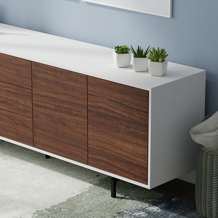 Anirvin TV Stand for TVs up to 88" Wade Logan® Color: White/Walnut/Black