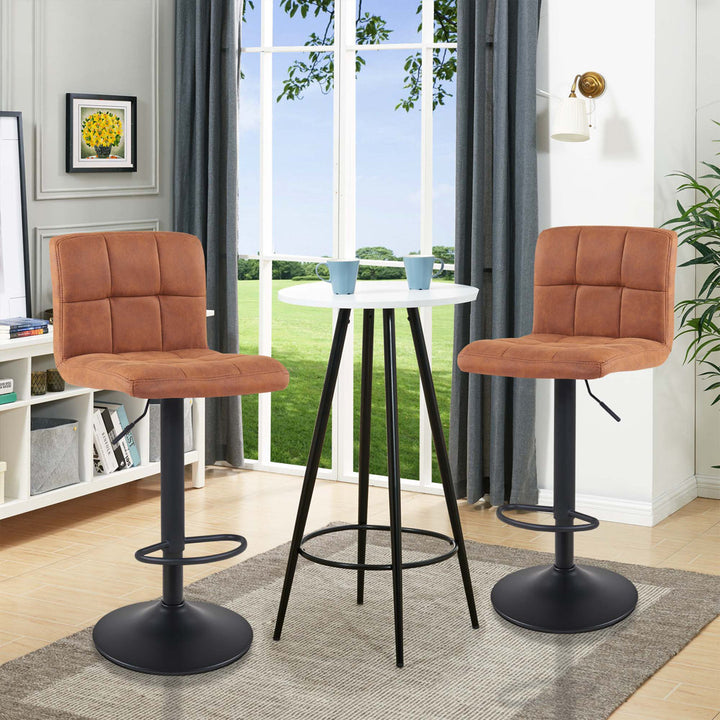 Amjed Swivel Adjustable Height Bar Stool (Set of 2) Latitude Run® Upholstery: Brown