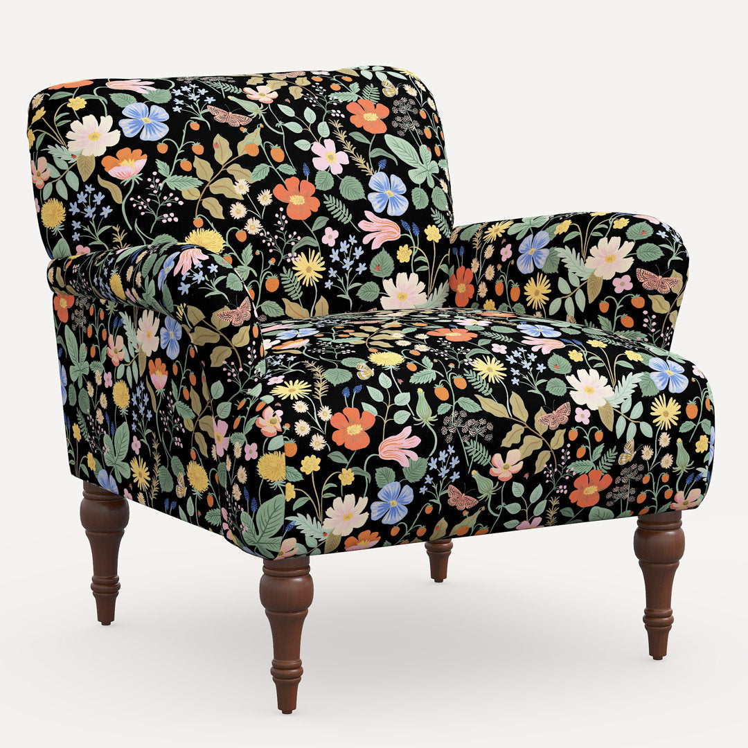 Rifle Paper Co. x Cloth & Company Bristol Armchair Rifle Paper Co. x Cloth & Company Body Fabric: Rpc Stawberry Fields Black Linen