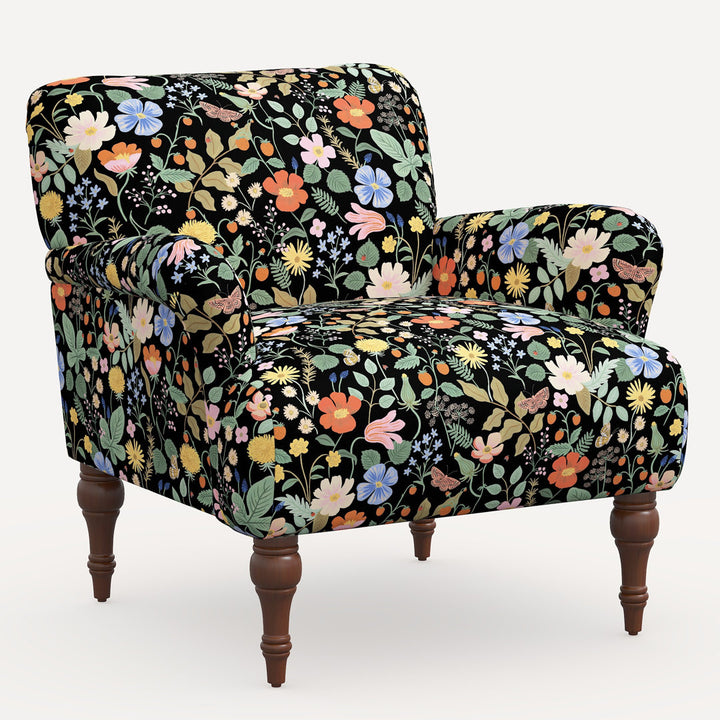 Rifle Paper Co. x Cloth & Company Bristol Armchair Rifle Paper Co. x Cloth & Company Body Fabric: Rpc Stawberry Fields Black Linen