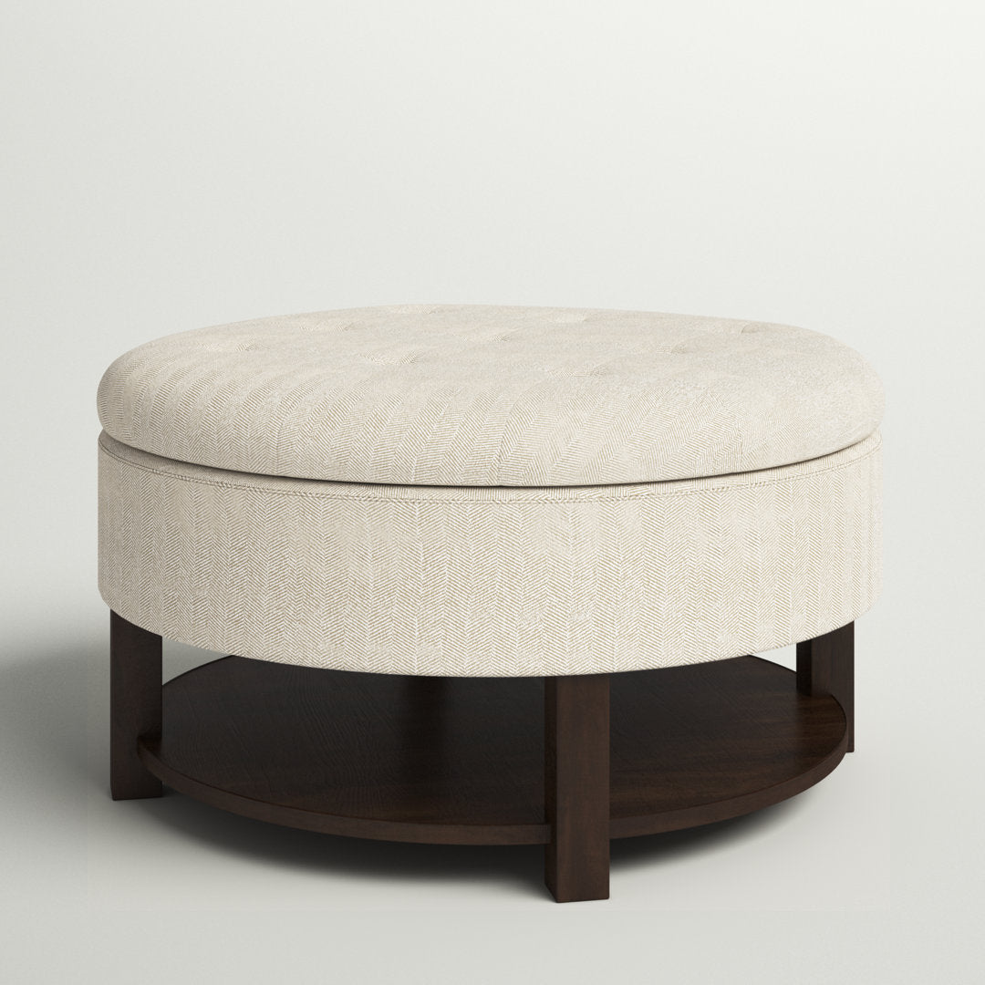 Miller Round Tufted Storage Ottoman Madison Park Upholstery Color: Cream