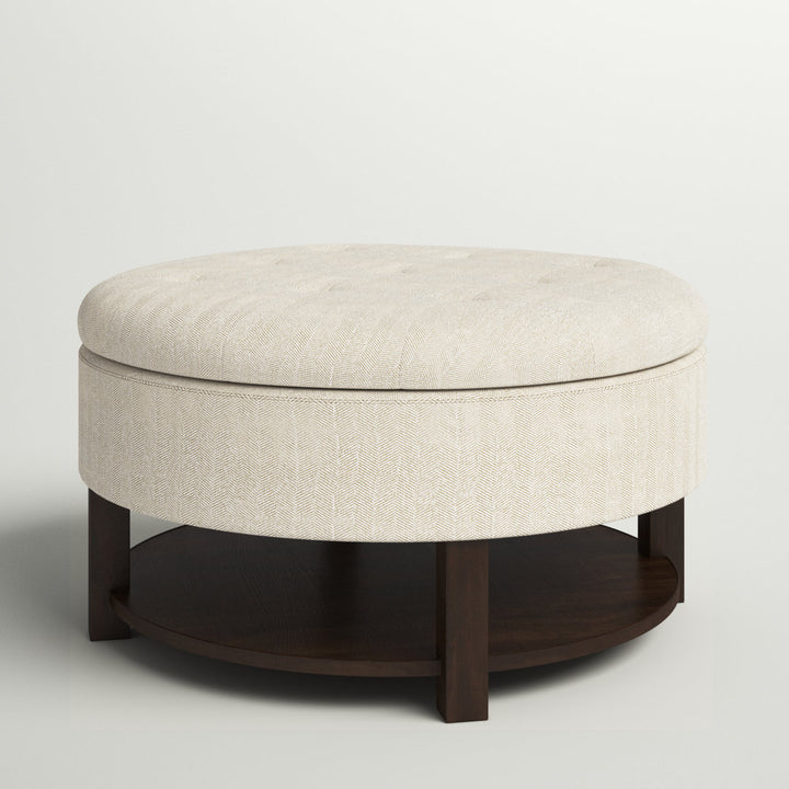 Miller Round Tufted Storage Ottoman Madison Park Upholstery Color: Cream
