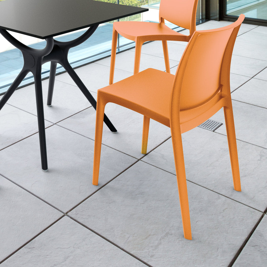 Burt Stacking Patio Dining Side Chair (Set of 2) AllModern Color: Orange