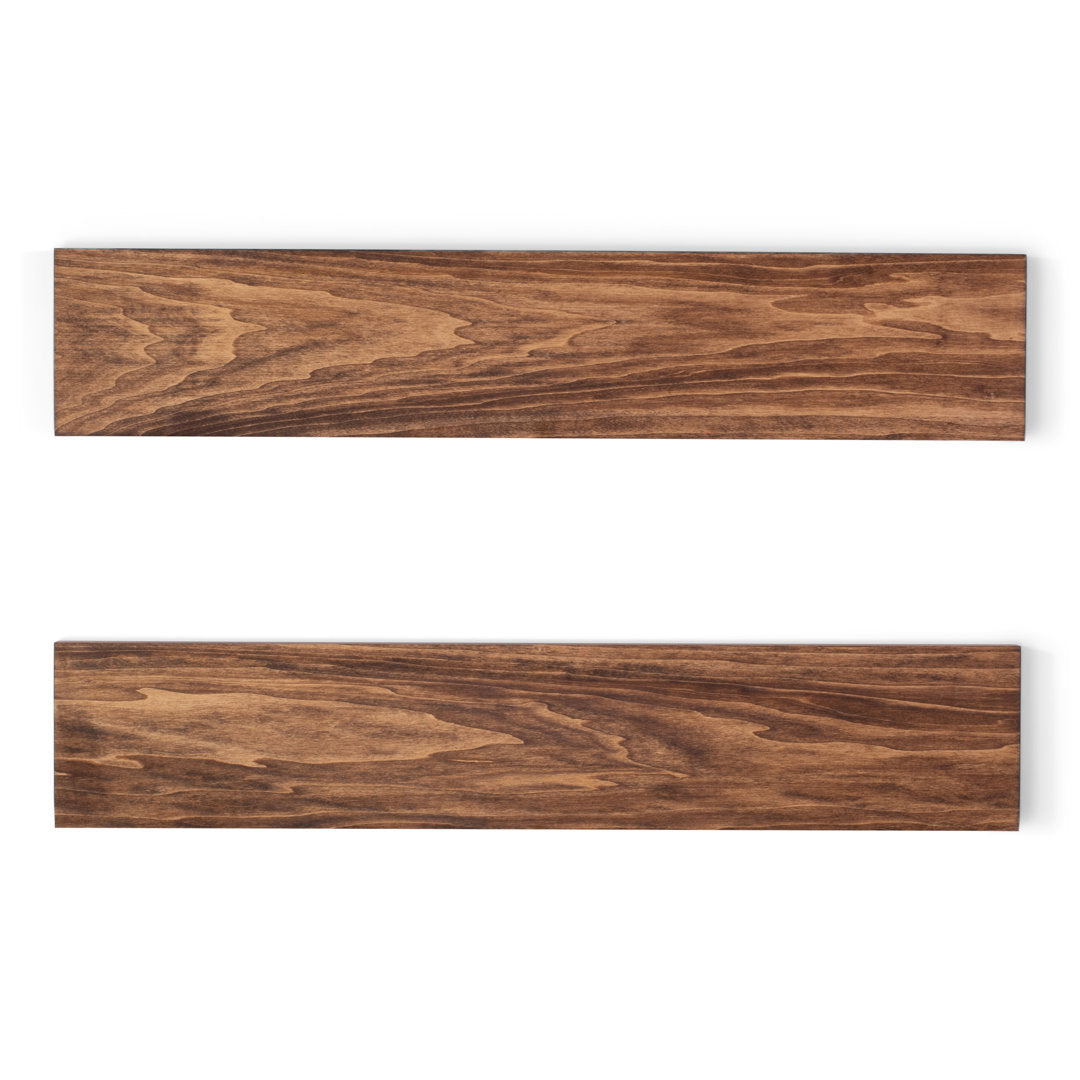 Bridgecliff 2 Piece Poplar Solid Wood Floating Shelf (Set of 2) Rosalind Wheeler Size: 1.38" H x 36" W x 10" D Finish: Buckskin
