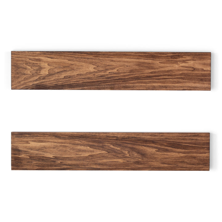 Bridgecliff 2 Piece Poplar Solid Wood Floating Shelf (Set of 2) Rosalind Wheeler Size: 1.38" H x 36" W x 10" D Finish: Buckskin