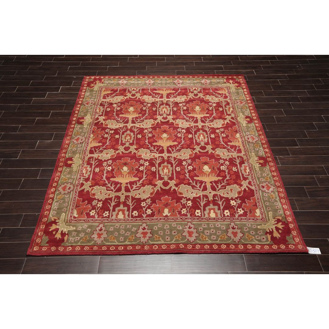 Handmade Tufted Wool Red/Green Area Rug Oriental Rug of Houston Rug Size: Rectangle 7'9'' x 9'9''