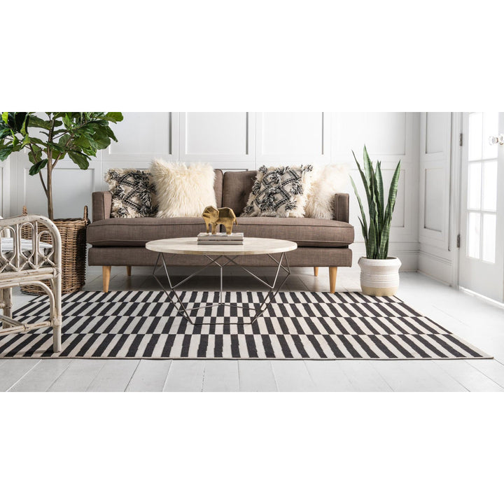 Arzilla Striped Ivory/Black Area Rug Wade Logan® Rug Size: Rectangle 6' x 9'