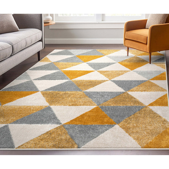 Rubino Modern Geometric White/Yellow Area Rug Wrought Studio™ Rug Size: Rectangle 9'3" x 12'3"