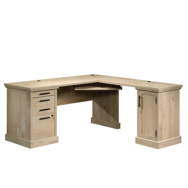 Aspen Post L-Shape Executive Desk Upper Square™ Color: Prime Oak