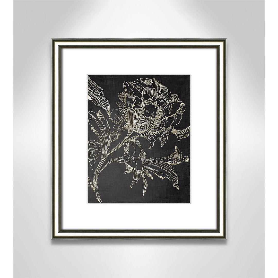Golden Flower Folklore I by Asia Jensen - Picture Frame Graphic Art Print Joss & Main Size: 16.25" H x 14.25" W Format: Silver Framed