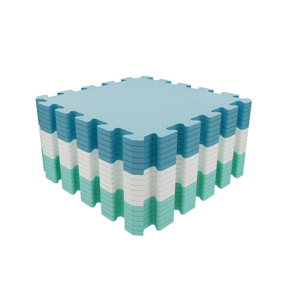 Interlocking Foam Playmat (Set of 18) LAITIMIA Color: Blue/White/Green