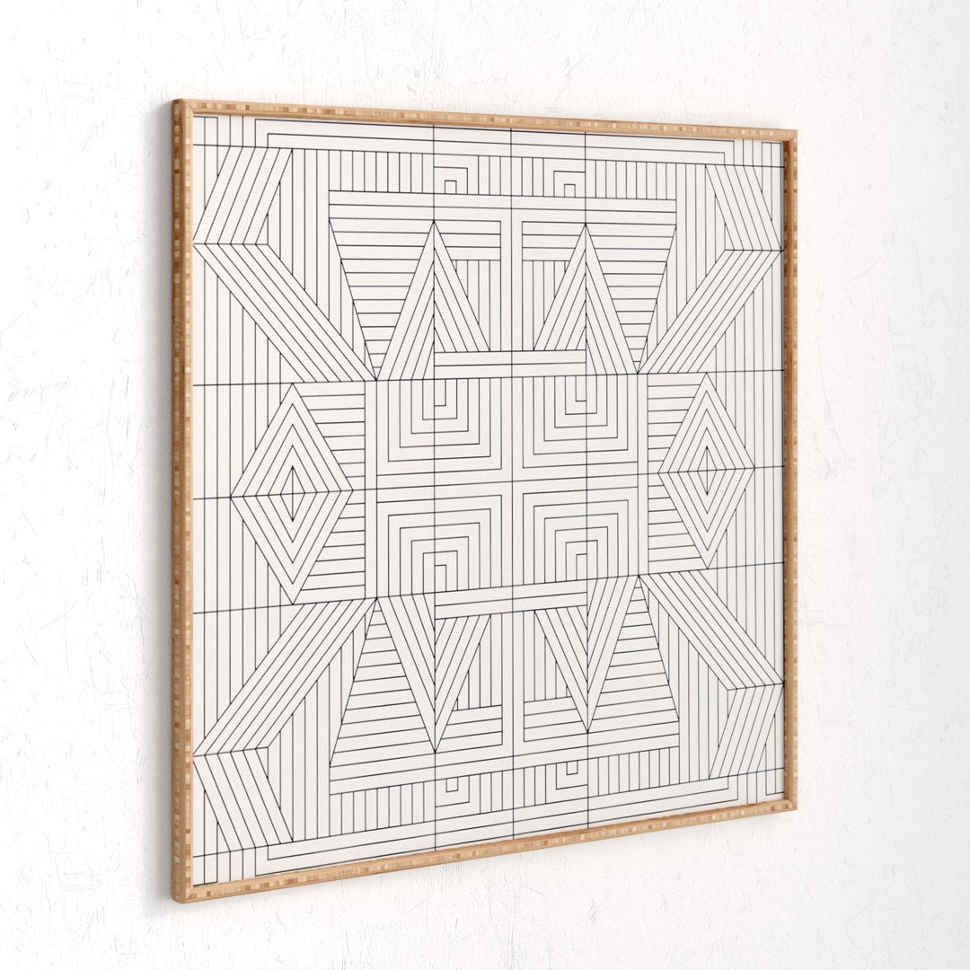 Line Mandala' - Picture Frame Graphic Art Print on Paper Mercury Row® Size: 30" H x 30" W x 1" D