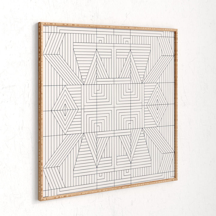 Line Mandala' - Picture Frame Graphic Art Print on Paper Mercury Row® Size: 30" H x 30" W x 1" D
