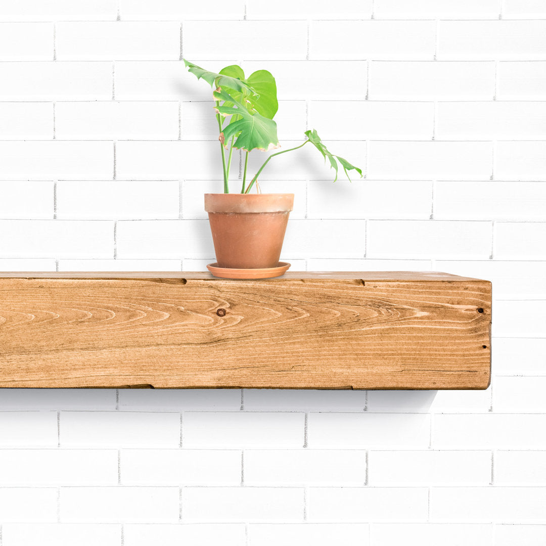 Melodye Rustic Fireplace Shelf Mantel Ebern Designs Shelf Length: 84 in., Finish: Aged Oak