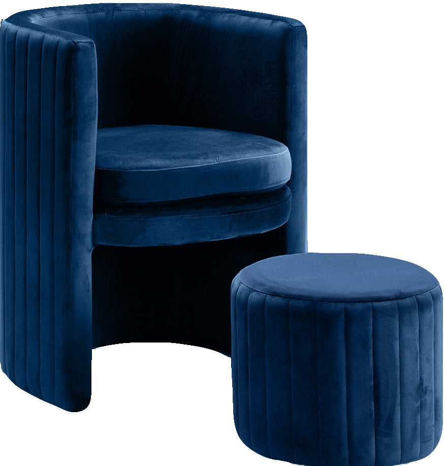 Amilliona Barrel Chair and Ottoman Wrought Studio™ Fabric: Navy