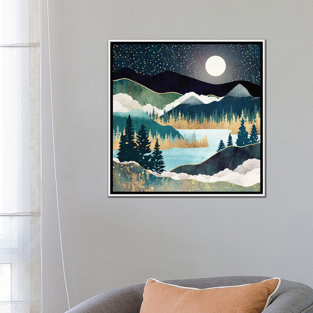 'Star Lake' by SpaceFrog Designs - Print East Urban Home Size: 26" H x 26" W x 1.5" D Format: Classic Wood Framed Canvas