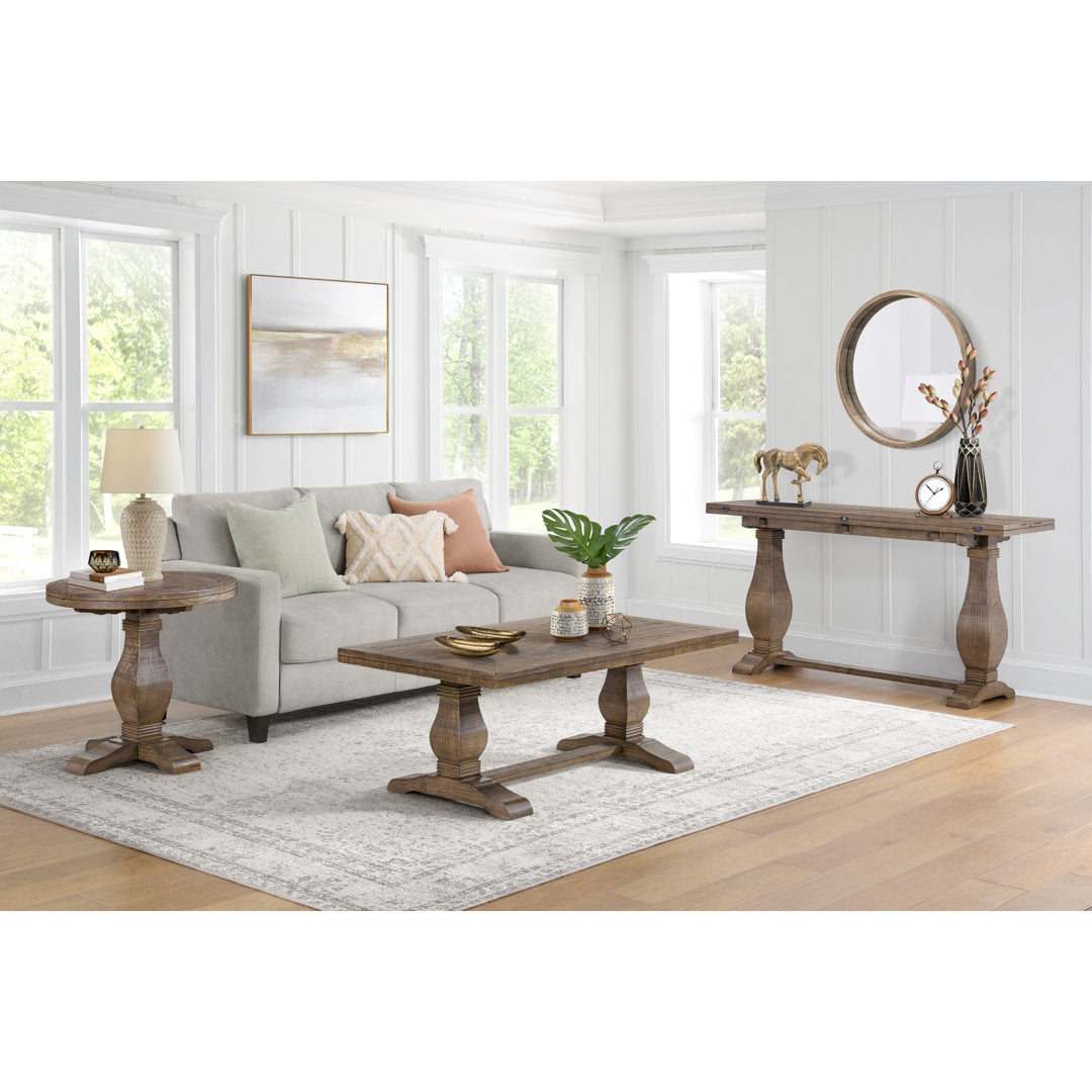 Sarcoline Solid Wood Pedestal Coffee Table The Twillery Co.® Table Top Color/Table Base Color: Reclaimed Natural