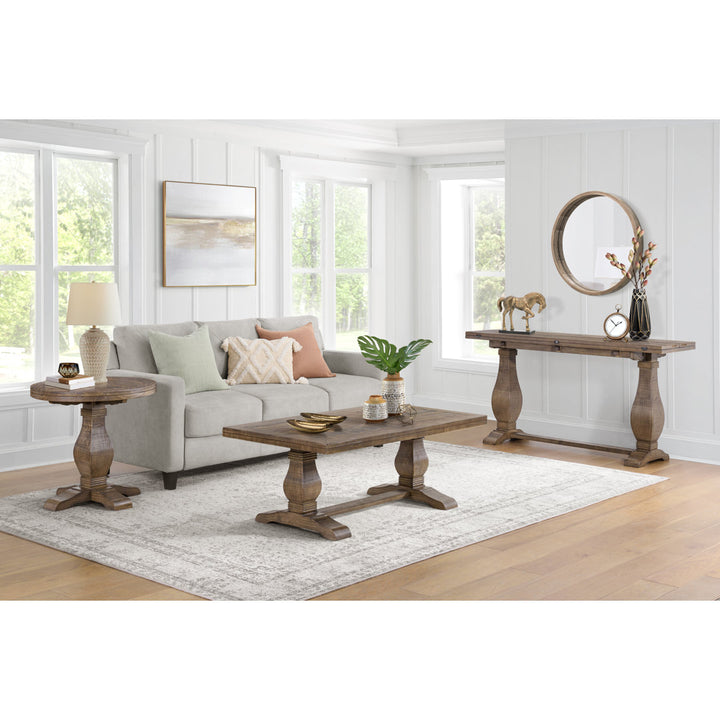 Sarcoline Solid Wood Pedestal Coffee Table The Twillery Co.® Table Top Color/Table Base Color: Reclaimed Natural